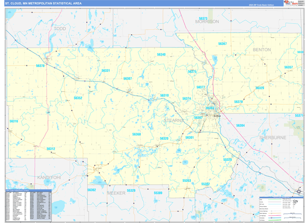 St Cloud MN Metro Area Wall Map Basic Style By MarketMAPS MapSales St Cloud Mn 